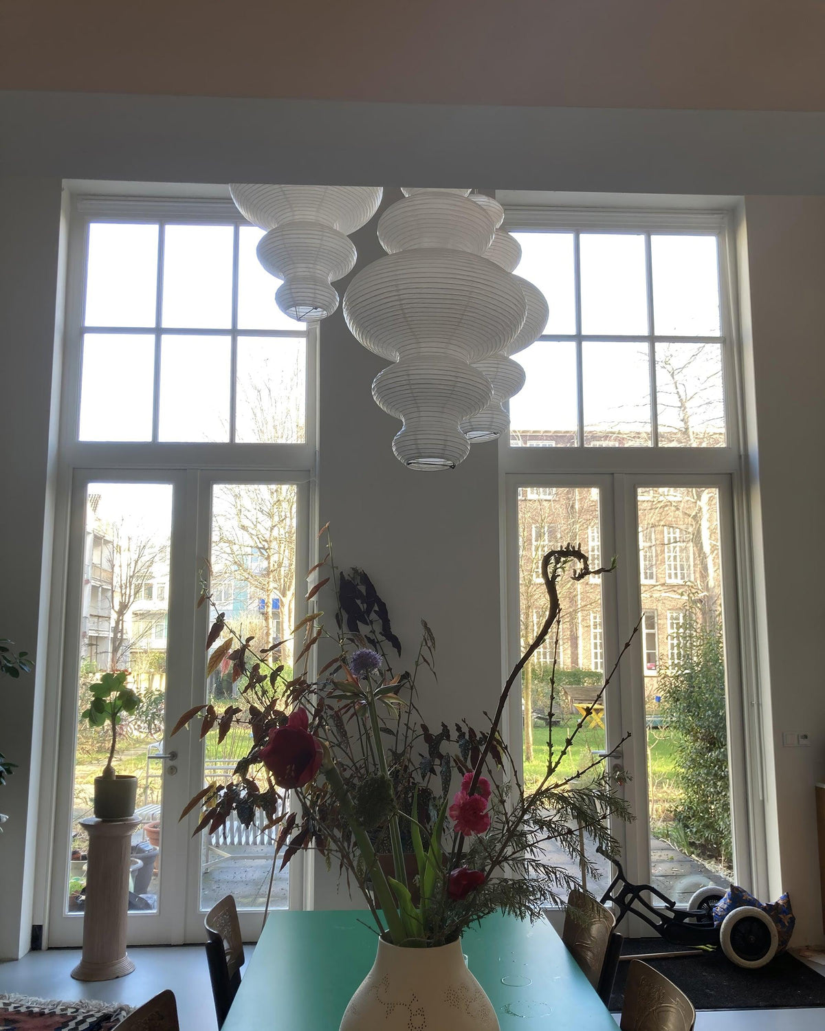 Dimmable Soft Ambient Pendant Lamp Featuring White Paper Shade