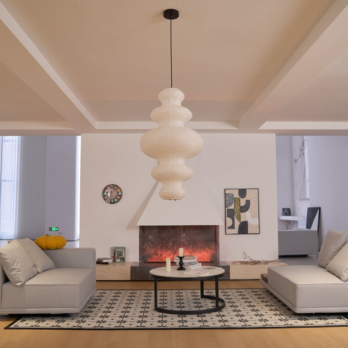 Dimmable Soft Ambient Pendant Lamp Featuring White Paper Shade