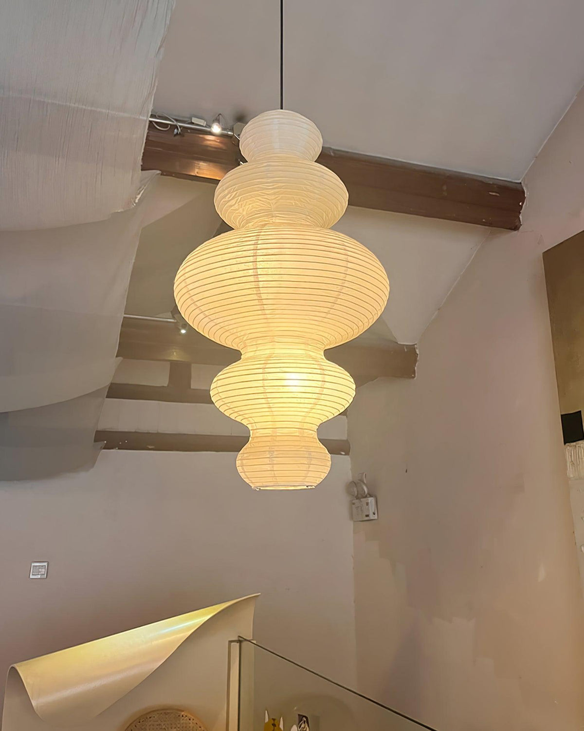 Dimmable Soft Ambient Pendant Lamp Featuring White Paper Shade