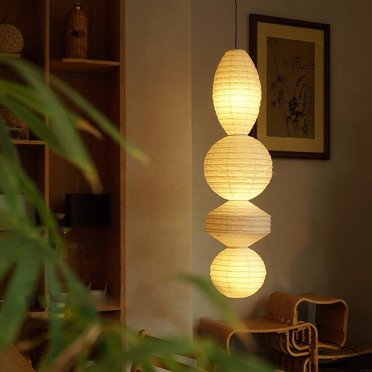 Pendant Light With Soft Glow Geometric Paper Lantern