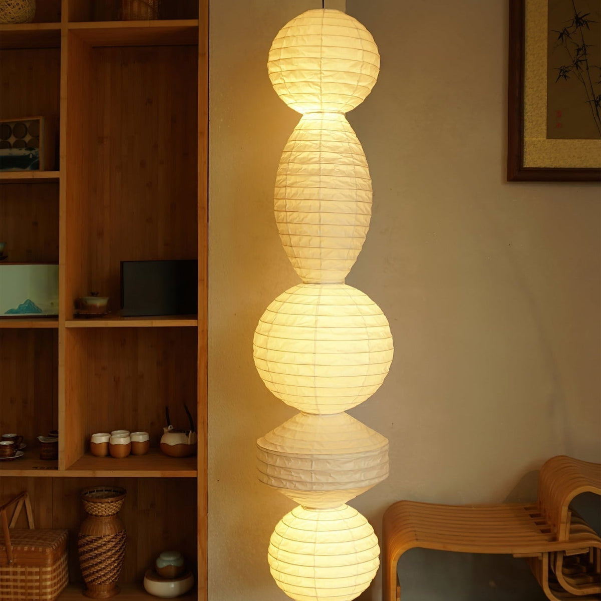 Pendant Light With Soft Glow Geometric Paper Lantern