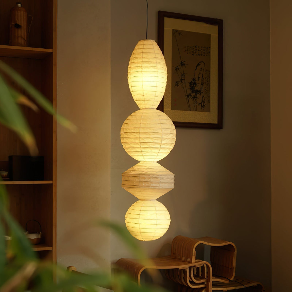 Pendant Light With Soft Glow Geometric Paper Lantern