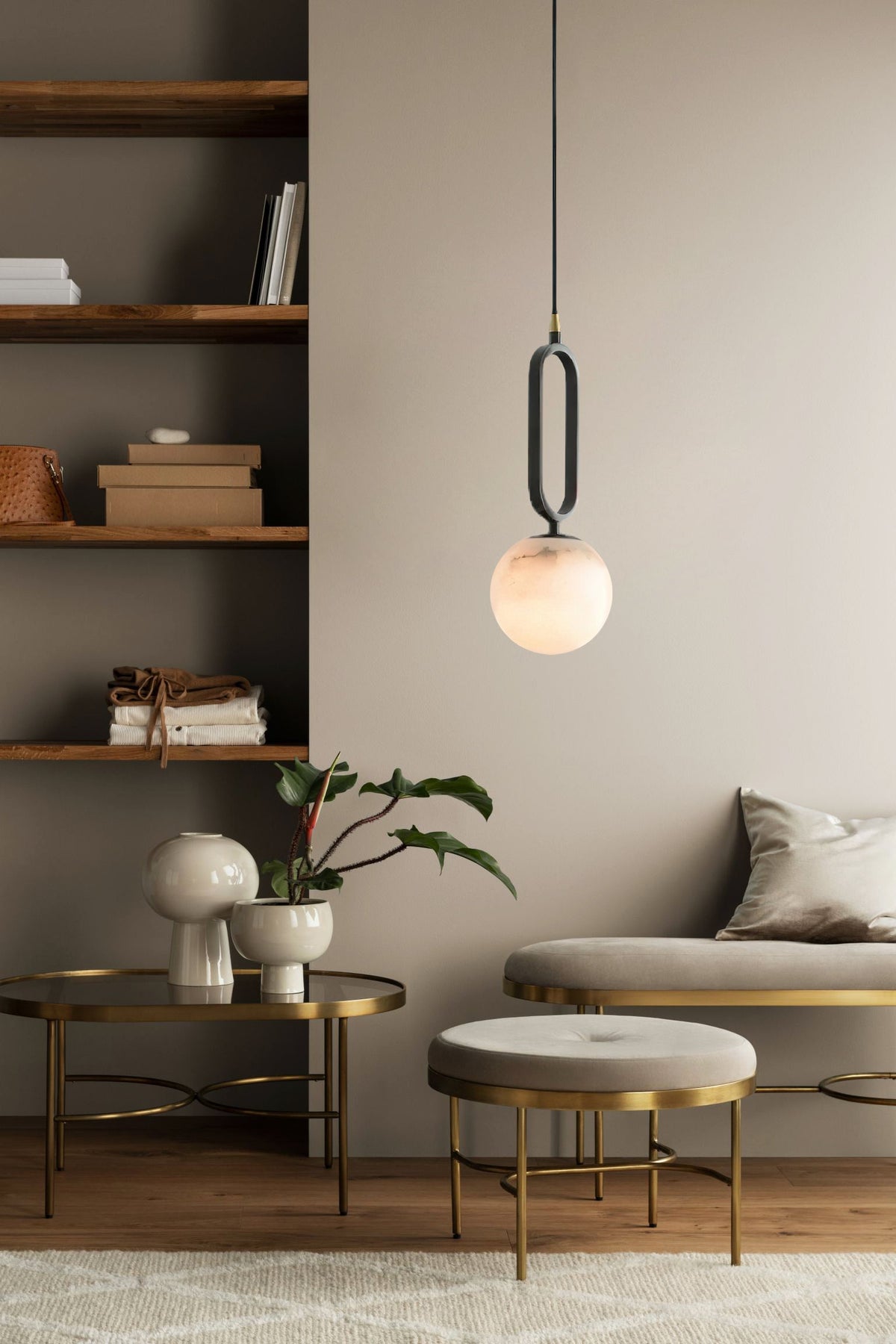 Soft Ambient Glow Elegant Alabaster Ball Pendant Light