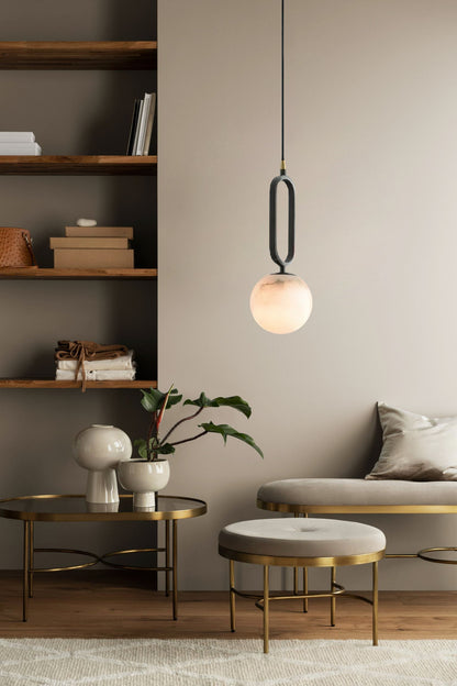 Soft Ambient Glow Elegant Alabaster Ball Pendant Light