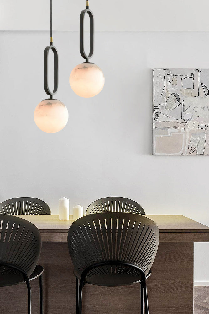 Soft Ambient Glow Elegant Alabaster Ball Pendant Light
