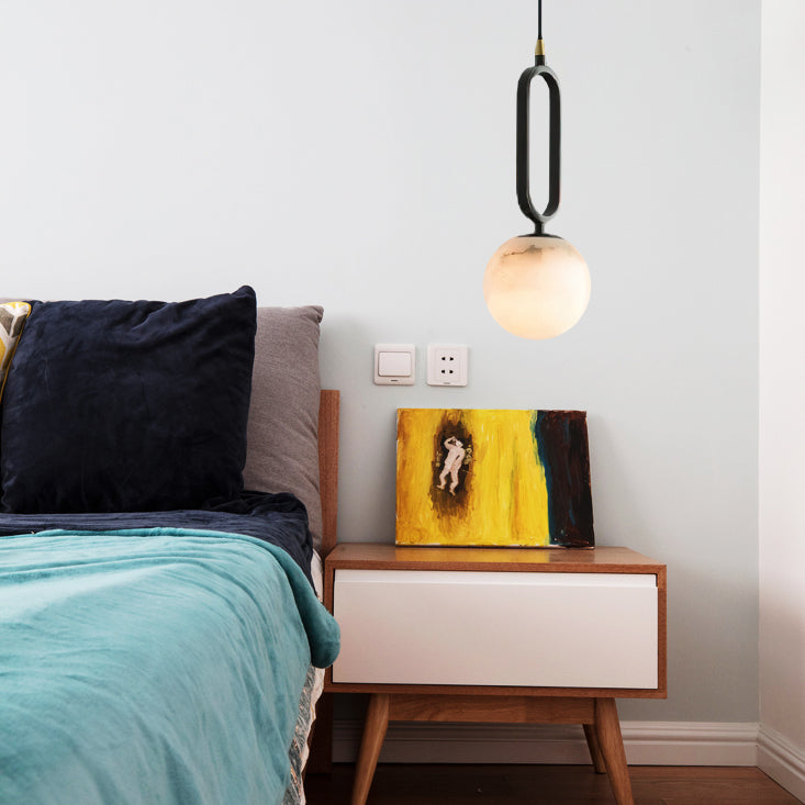 Soft Ambient Glow Elegant Alabaster Ball Pendant Light