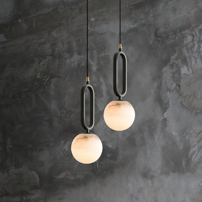 Soft Ambient Glow Elegant Alabaster Ball Pendant Light