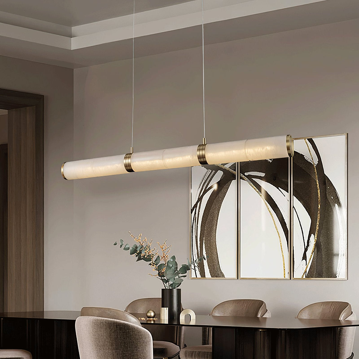 Pendant Light Soft Alabaster Linear Glow