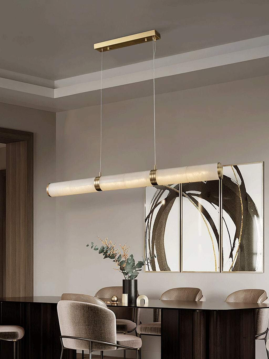 Pendant Light Soft Alabaster Linear Glow