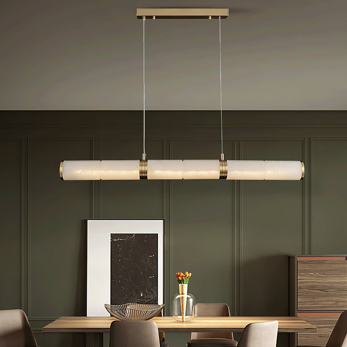 Pendant Light Soft Alabaster Linear Glow