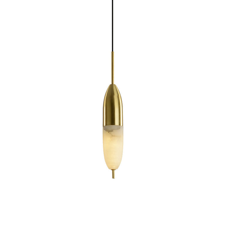 Alabaster Shade And Integrated Led Brass Pendant Light