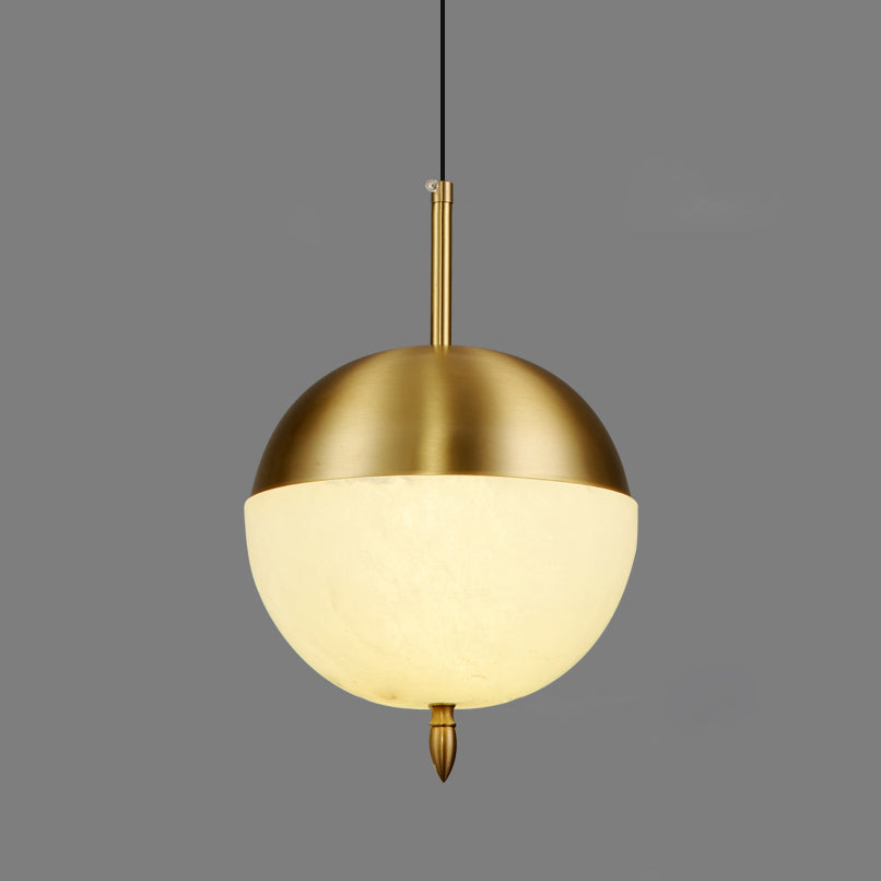 Alabaster Shade And Integrated Led Brass Pendant Light