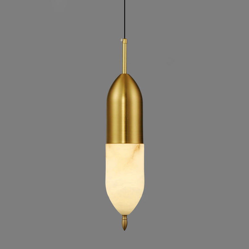 Alabaster Shade And Integrated Led Brass Pendant Light