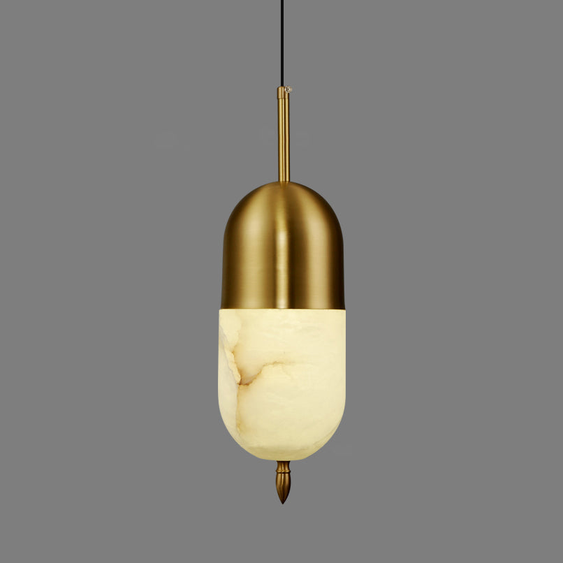 Alabaster Shade And Integrated Led Brass Pendant Light