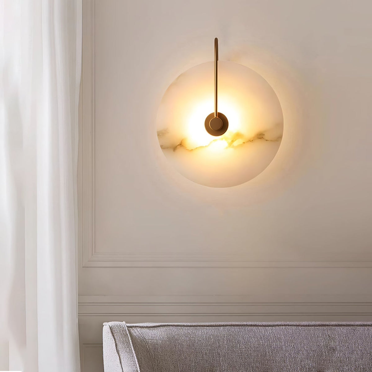 Circular Snowflake Aurora Alabaster Warm Glow LED Wall Lamp
