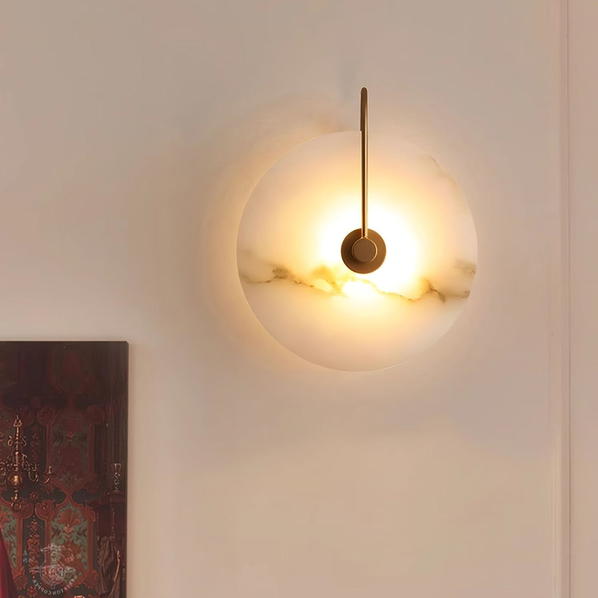 Circular Snowflake Aurora Alabaster Warm Glow LED Wall Lamp