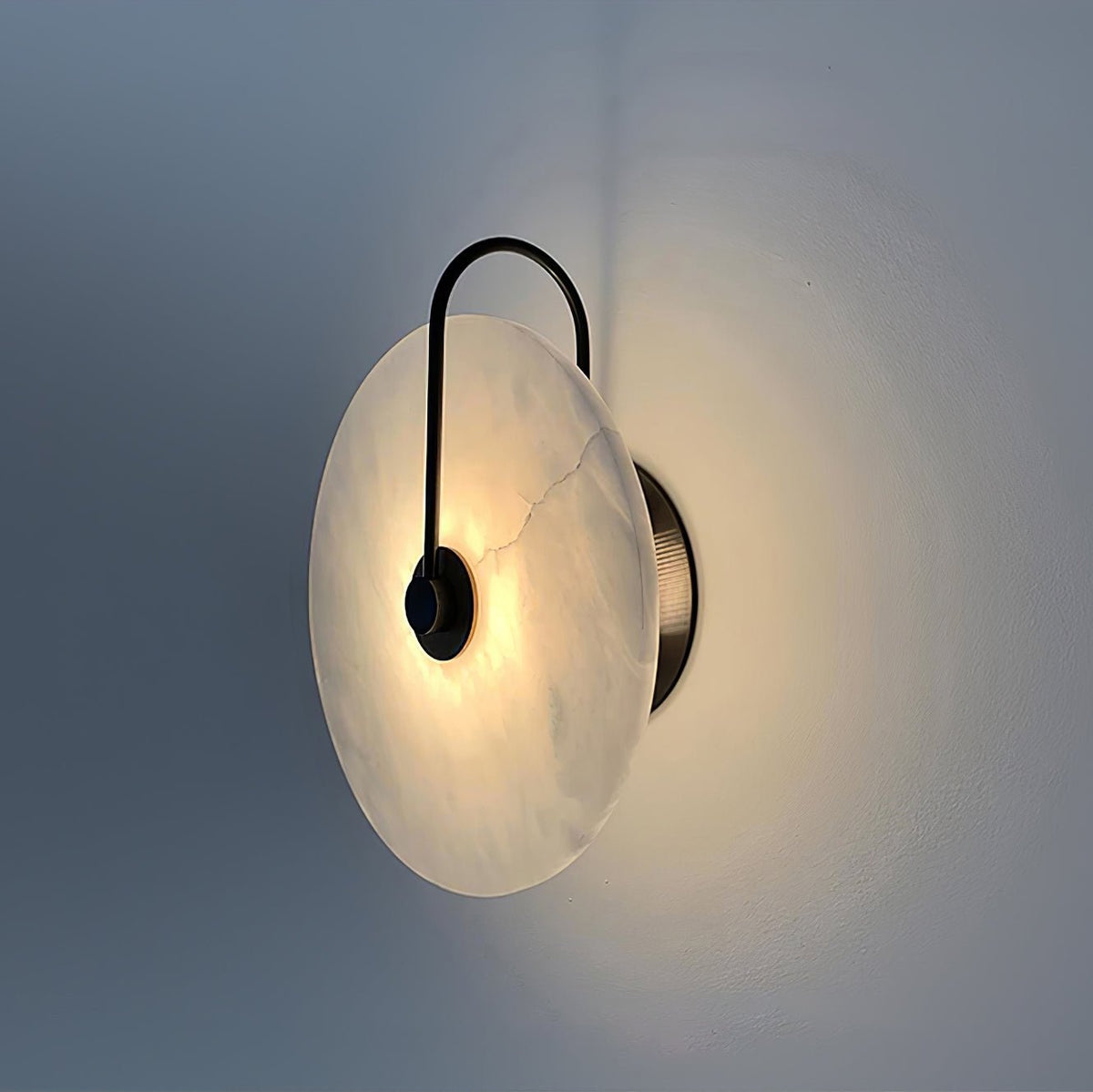 Circular Snowflake Aurora Alabaster Warm Glow LED Wall Lamp
