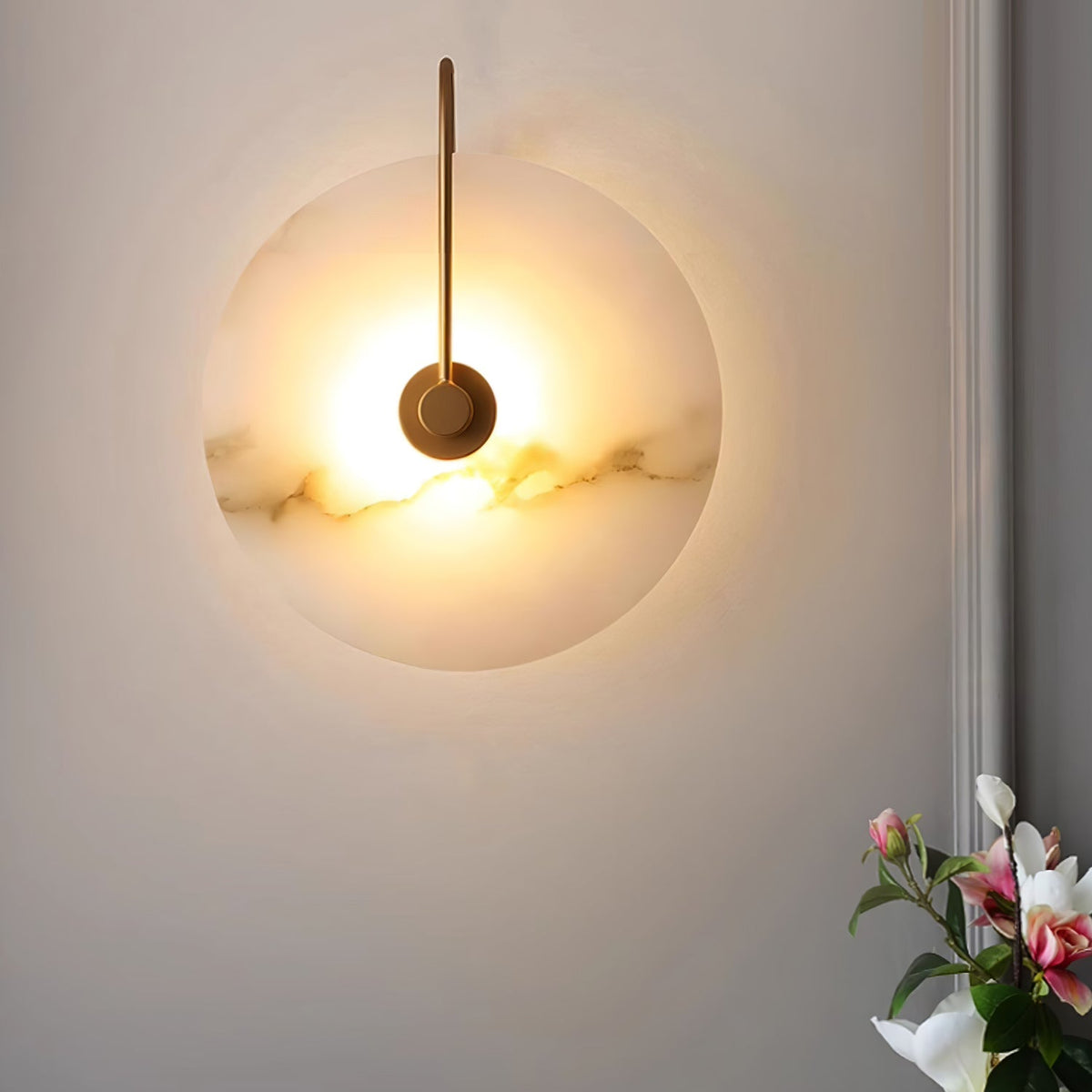 Circular Snowflake Aurora Alabaster Warm Glow LED Wall Lamp