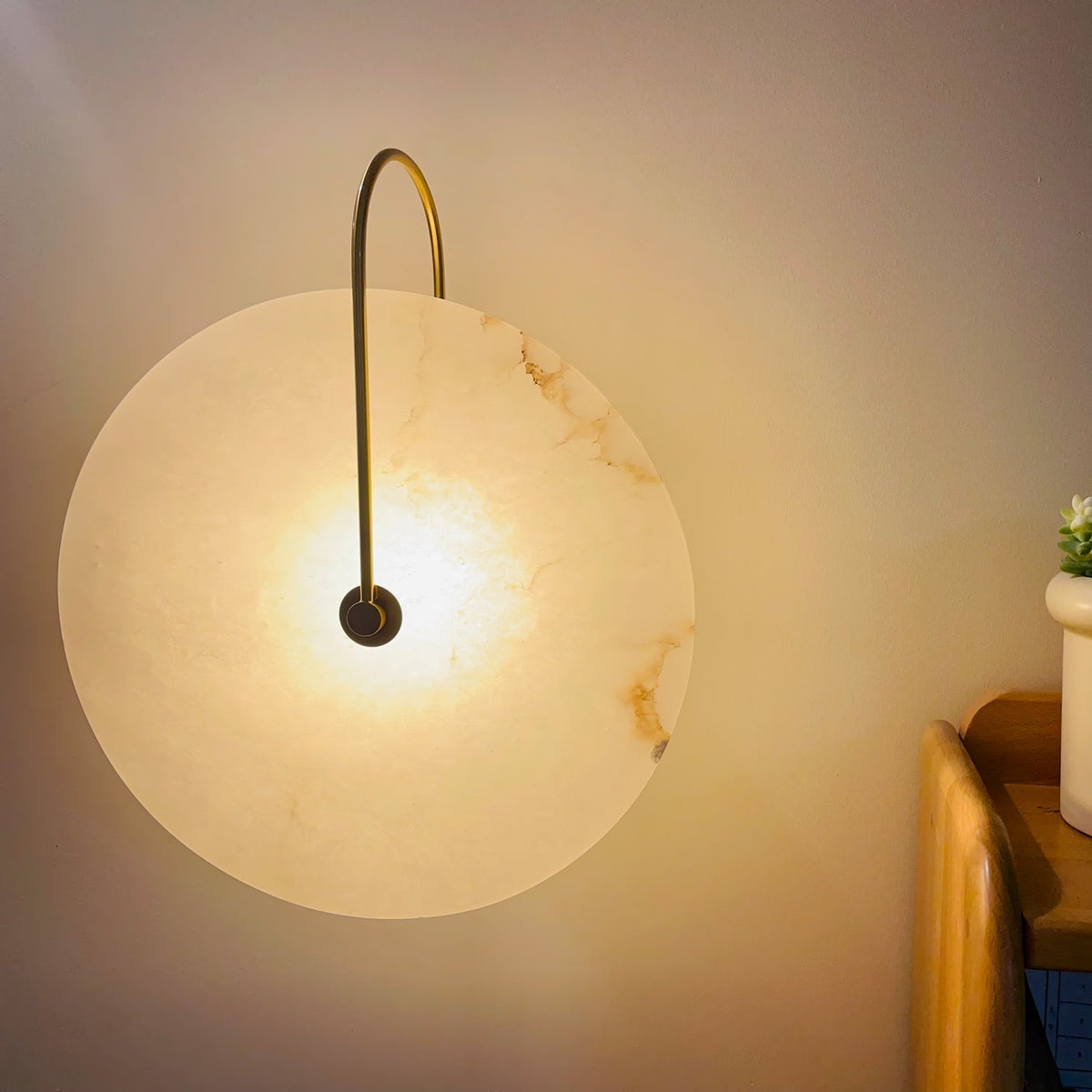 Circular Snowflake Aurora Alabaster Warm Glow LED Wall Lamp