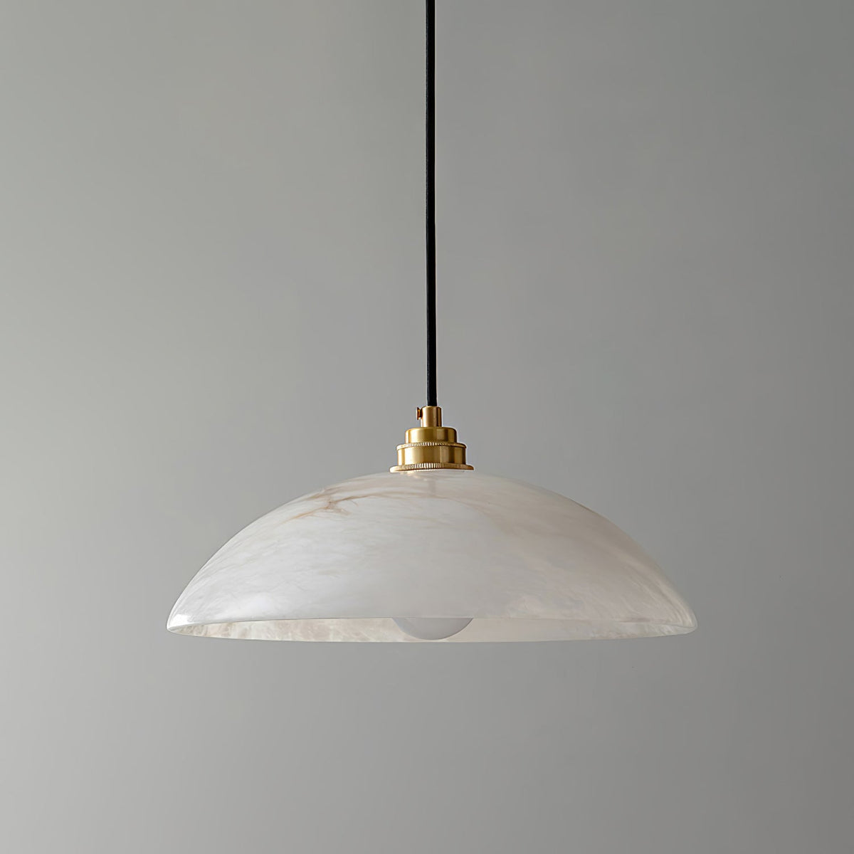 Warm Diffused Glow Alabaster Dome Pendant Light