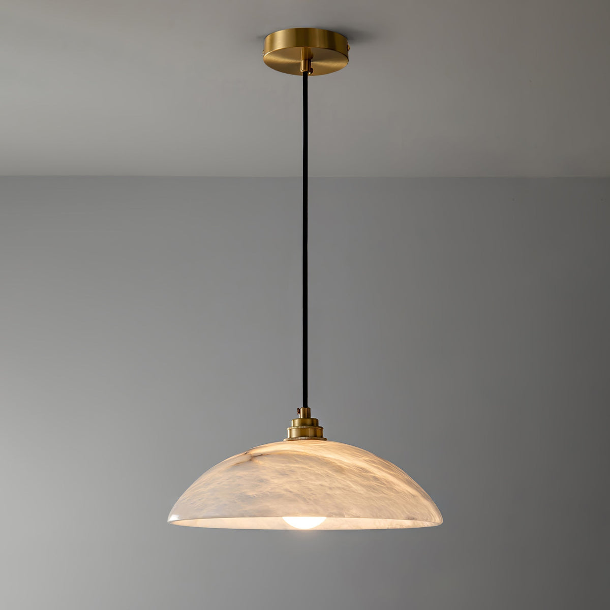 Warm Diffused Glow Alabaster Dome Pendant Light