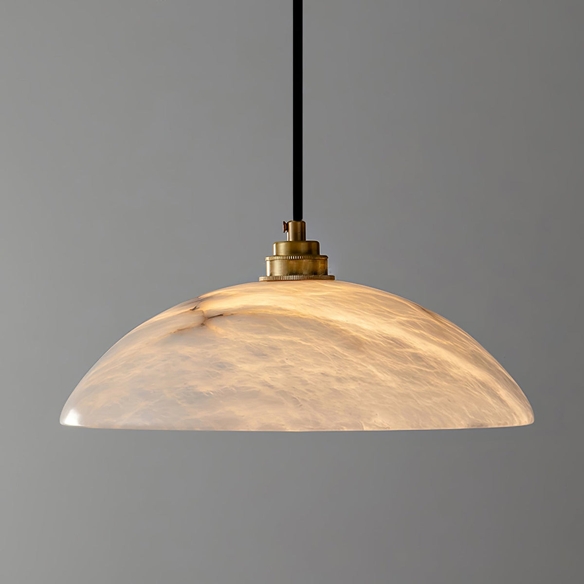 Warm Diffused Glow Alabaster Dome Pendant Light