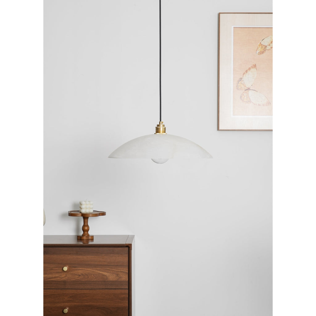 Adjustable Wire Alabaster Brass Pendant Light