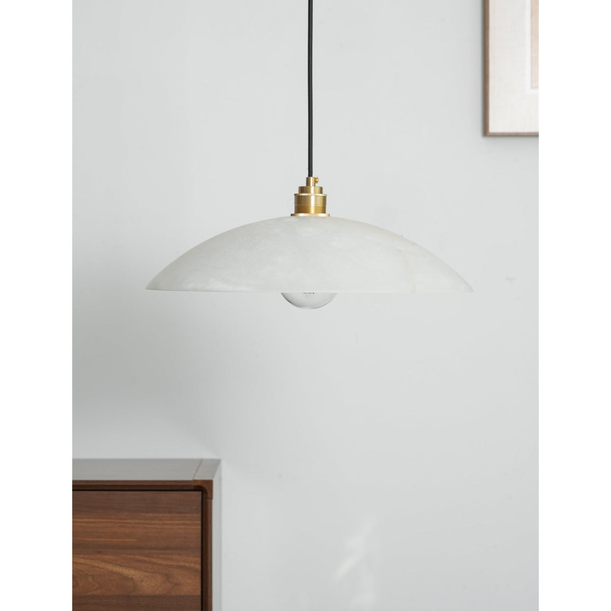 Adjustable Wire Alabaster Brass Pendant Light