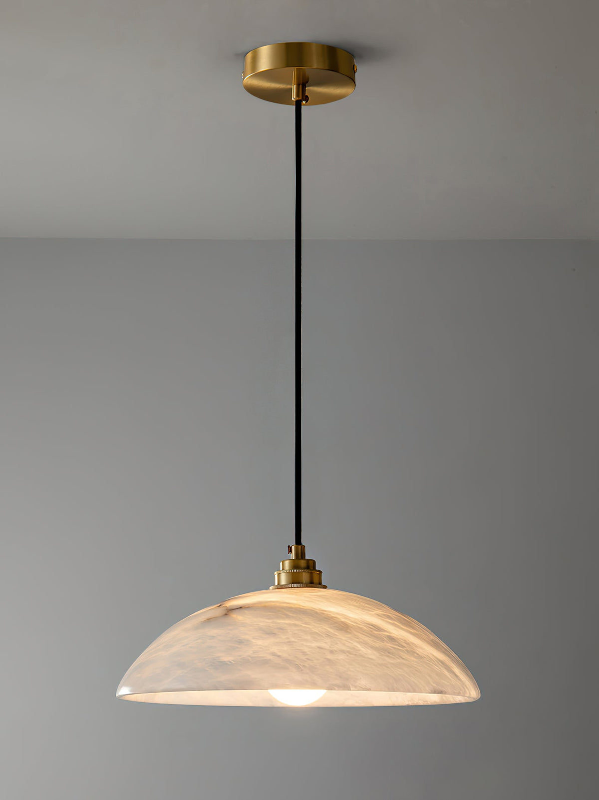 Adjustable Wire Alabaster Brass Pendant Light