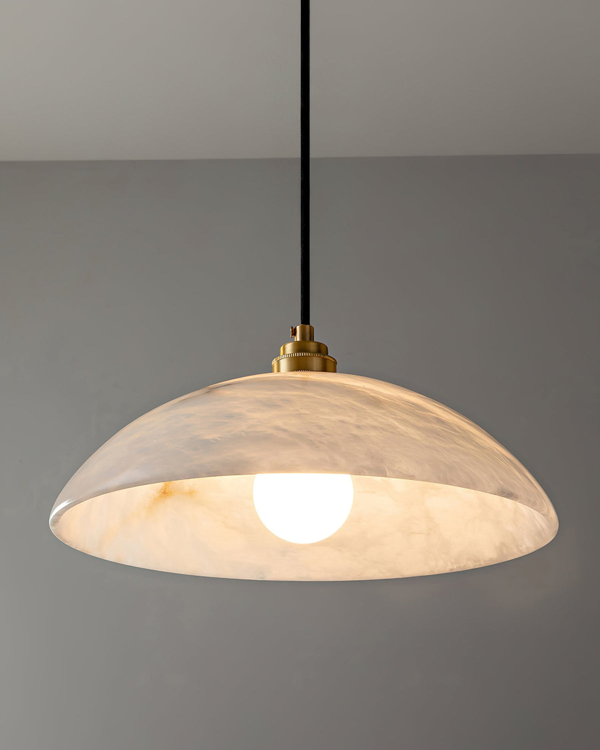 Adjustable Wire Alabaster Brass Pendant Light