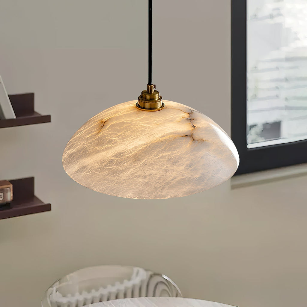 Adjustable Wire Alabaster Brass Pendant Light