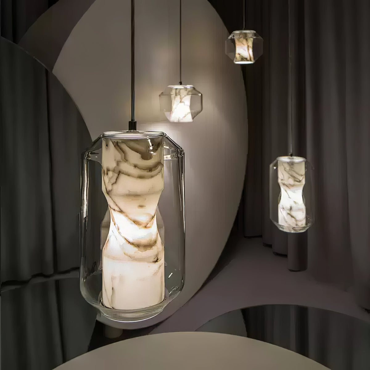 Warm Glow Pendant Light With Alabaster Glass