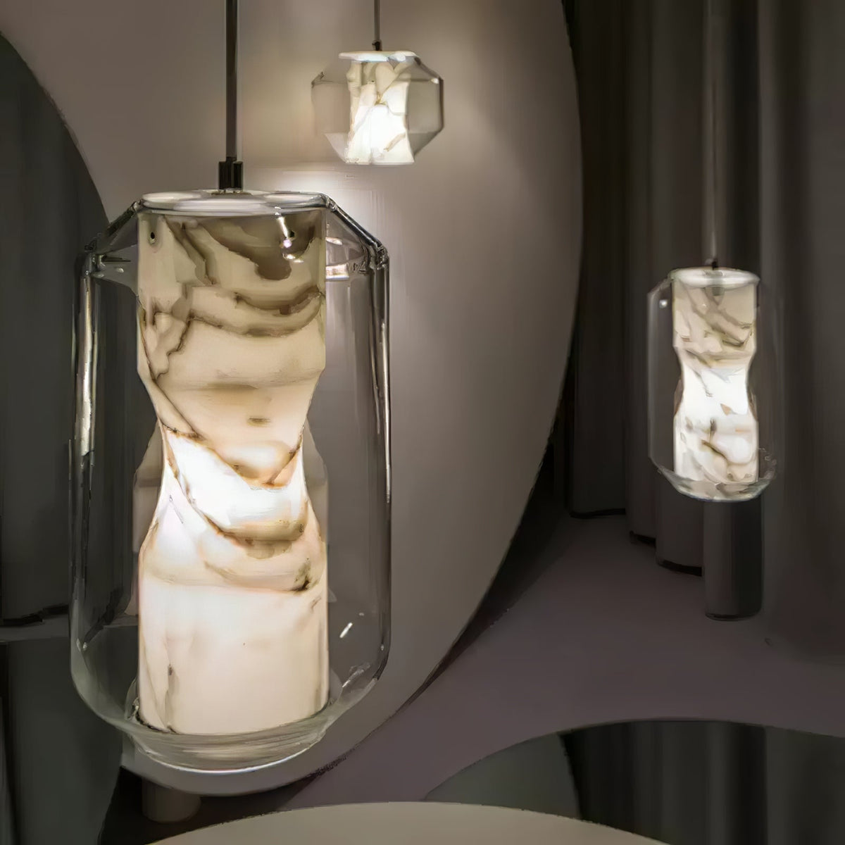 Warm Glow Pendant Light With Alabaster Glass
