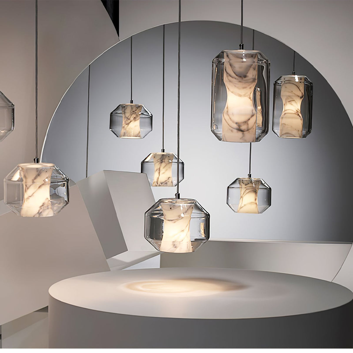 Warm Glow Pendant Light With Alabaster Glass