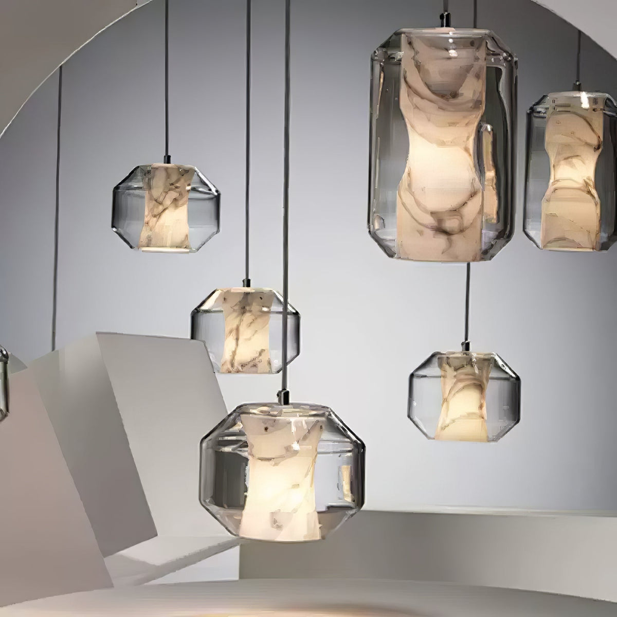 Warm Glow Pendant Light With Alabaster Glass