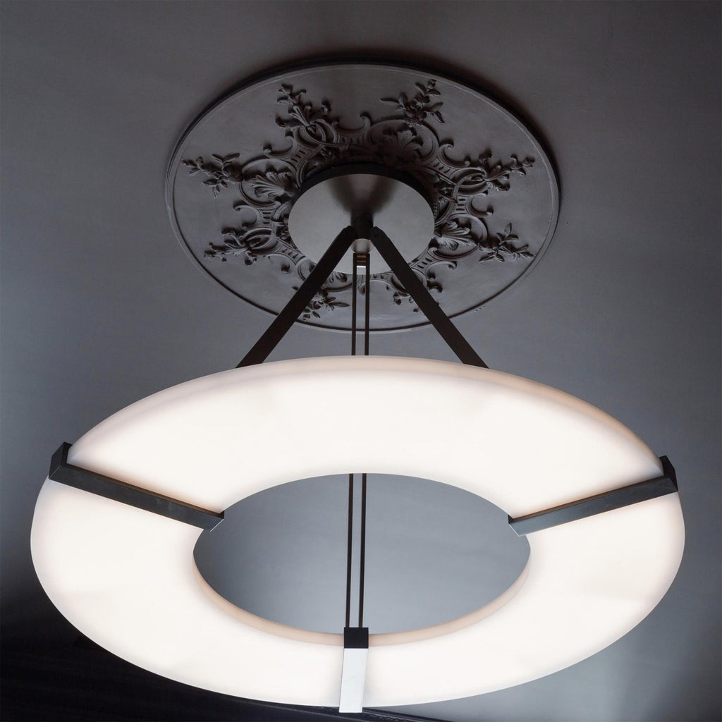 Integrated LED Glow Alabaster Ring Pendant Chandelier