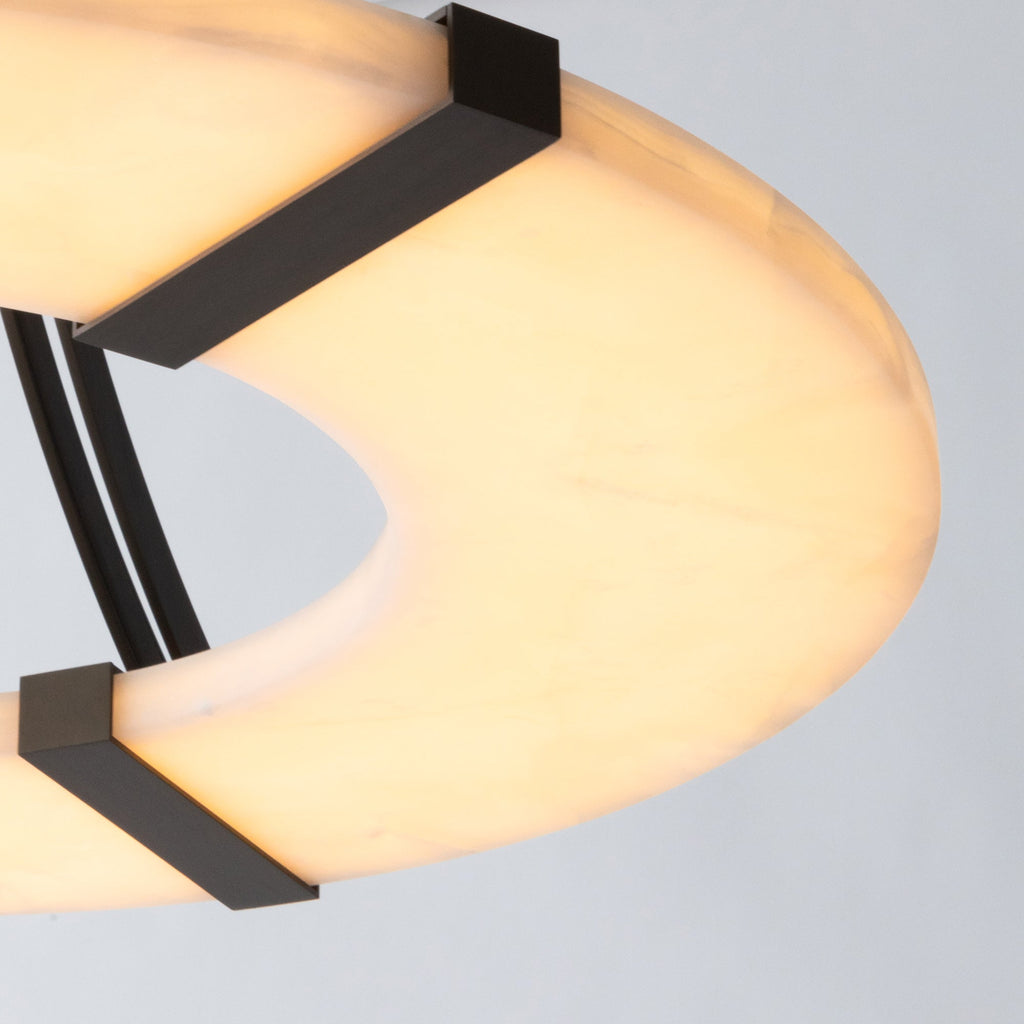 Integrated LED Glow Alabaster Ring Pendant Chandelier