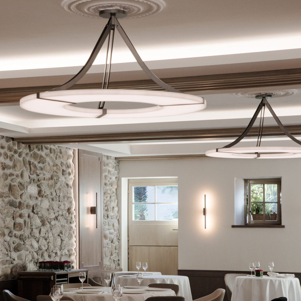 Pendant Lamp With Integrated LED Illumination Alabaster Ring