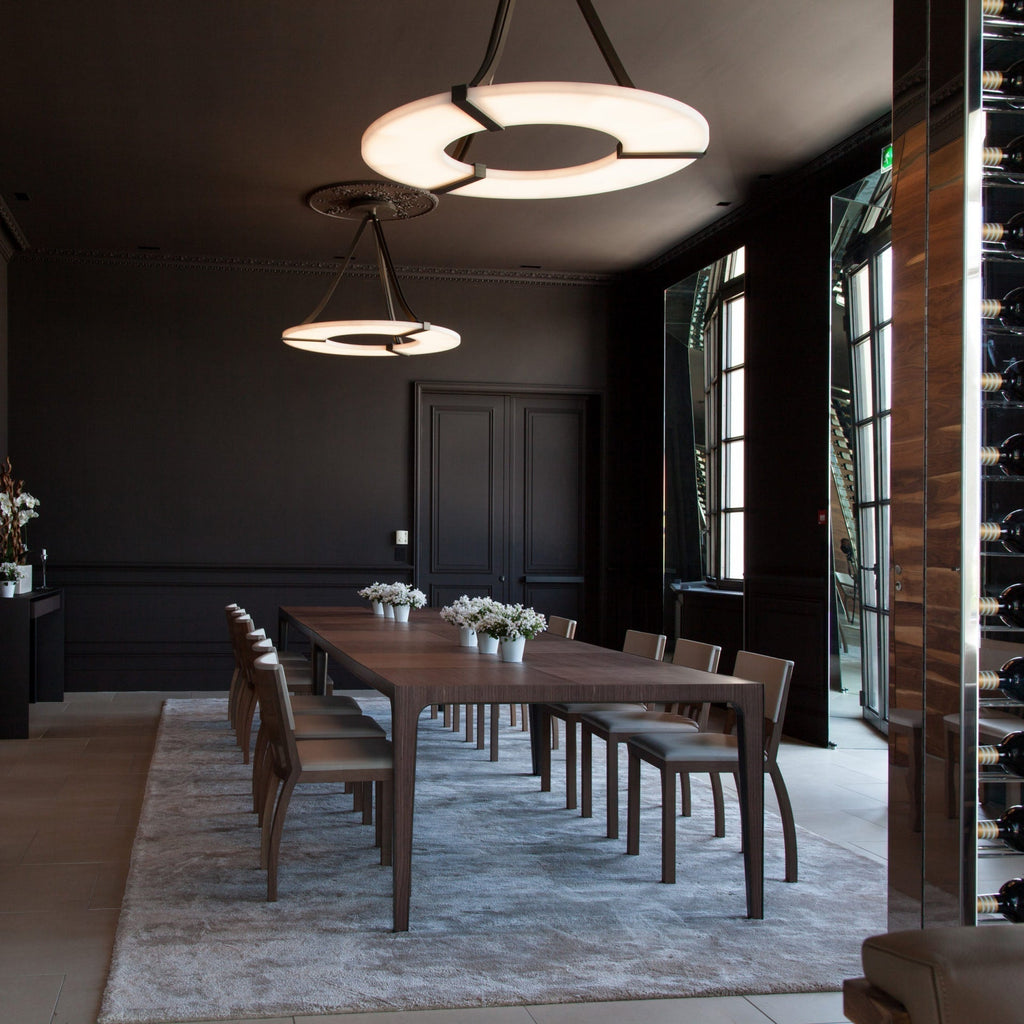 Pendant Lamp With Integrated LED Illumination Alabaster Ring
