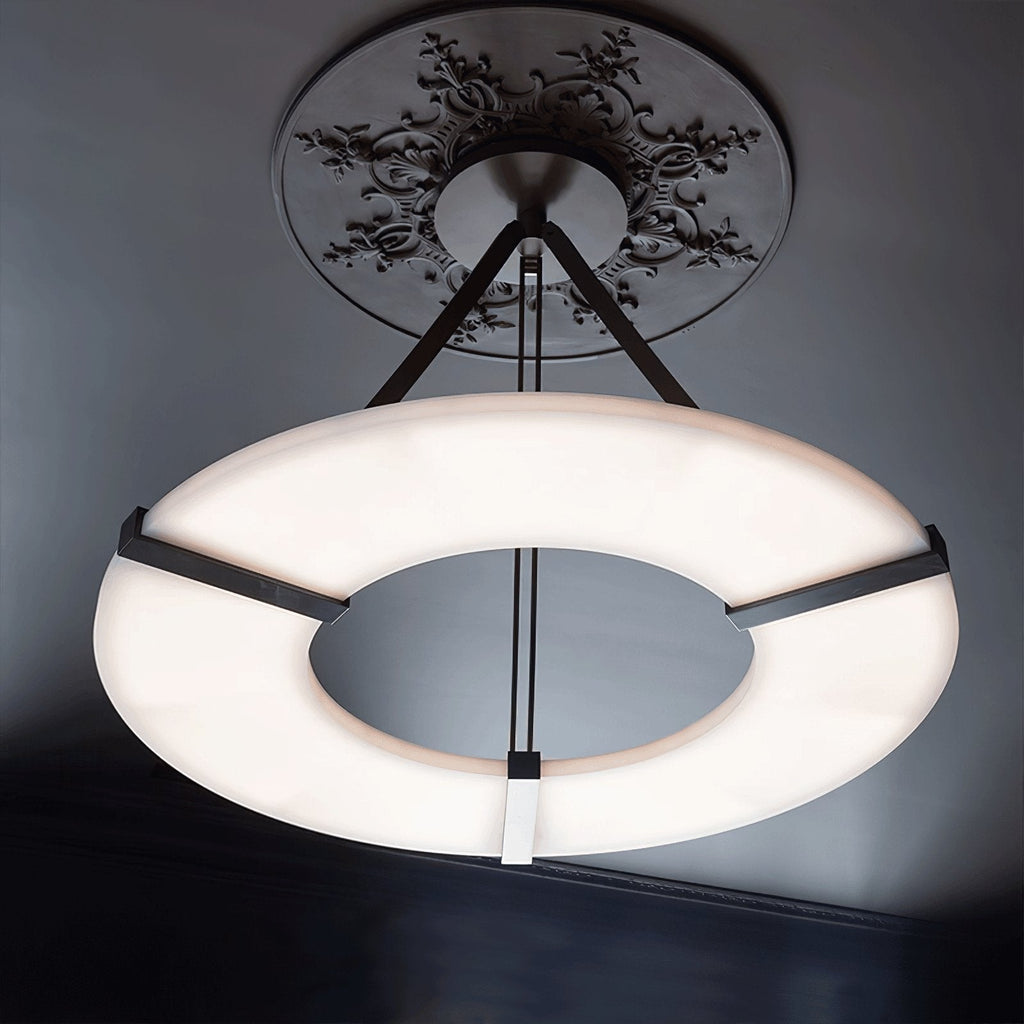 Integrated LED Glow Alabaster Ring Pendant Chandelier