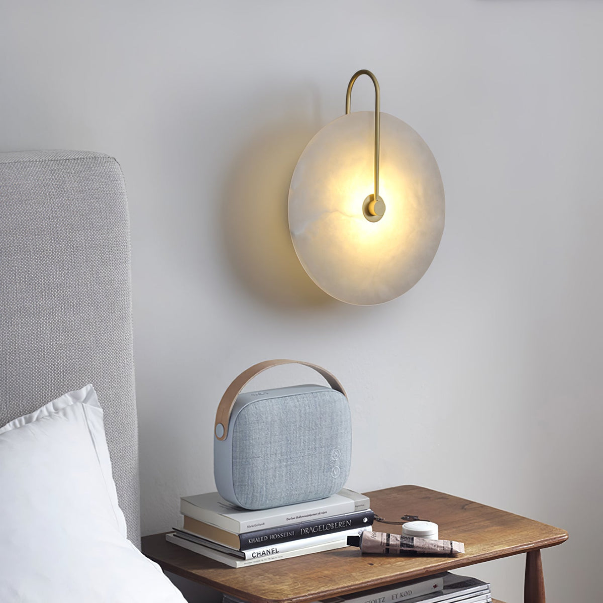 Circular Snowflake Aurora Alabaster Warm Glow LED Wall Lamp