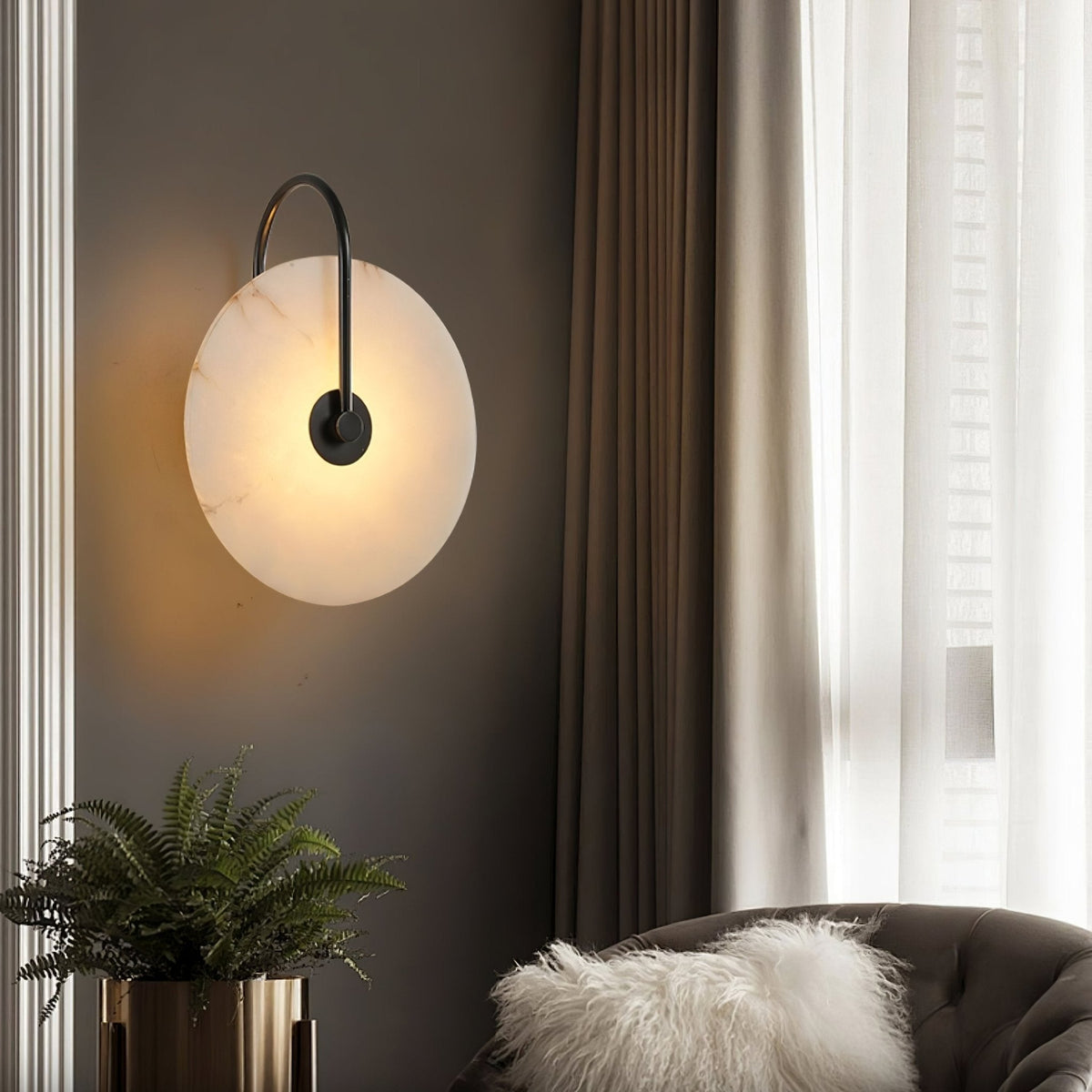 Circular Snowflake Aurora Alabaster Warm Glow LED Wall Lamp
