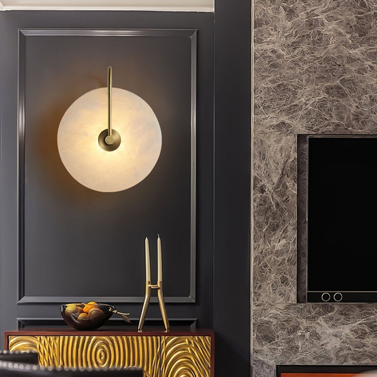 Circular Snowflake Aurora Alabaster Warm Glow LED Wall Lamp