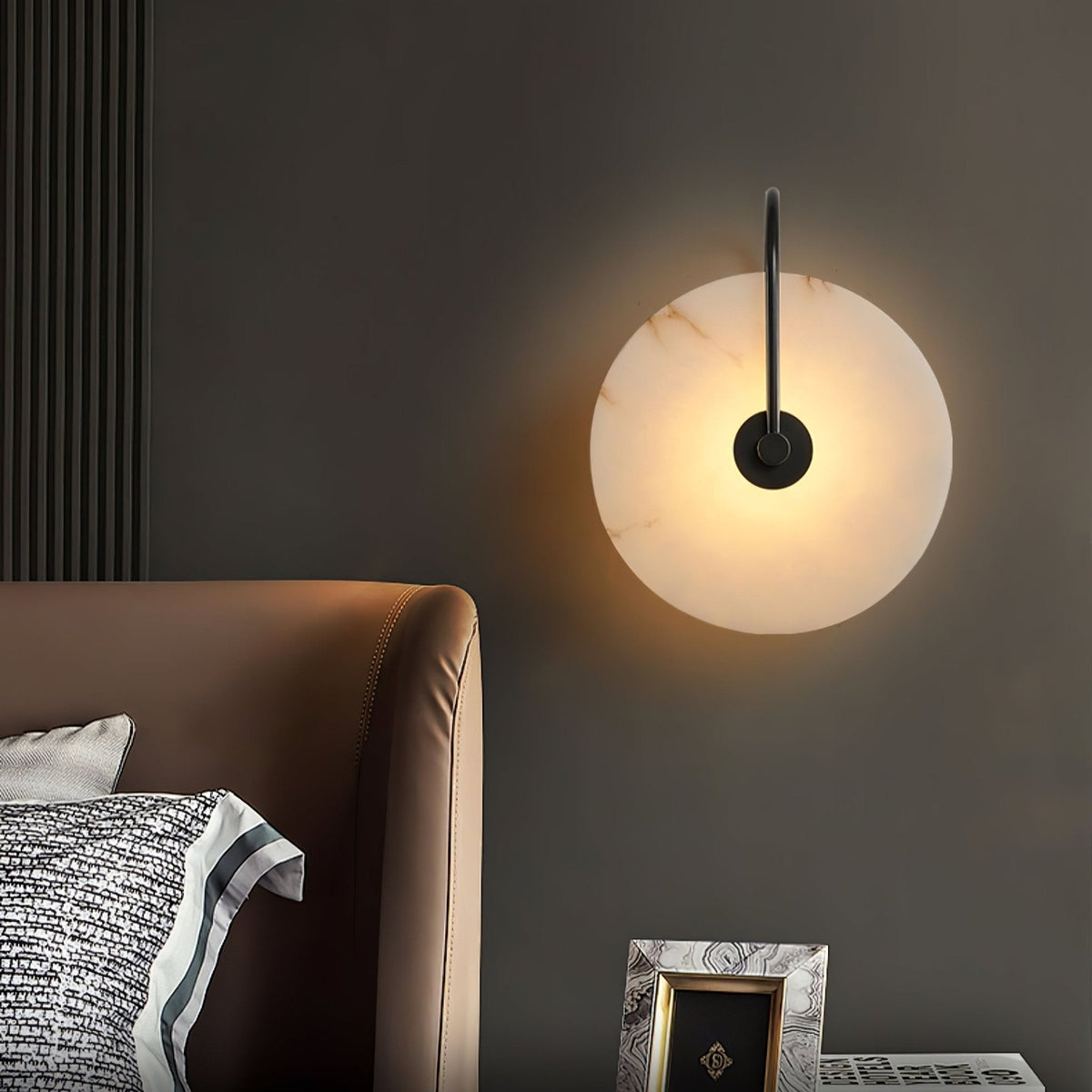 Circular Snowflake Aurora Alabaster Warm Glow LED Wall Lamp