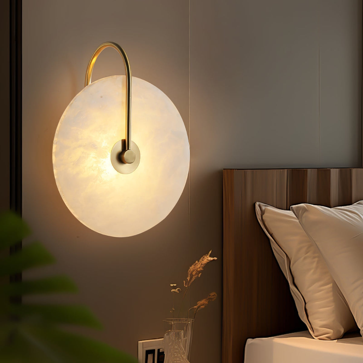 Circular Snowflake Aurora Alabaster Warm Glow LED Wall Lamp