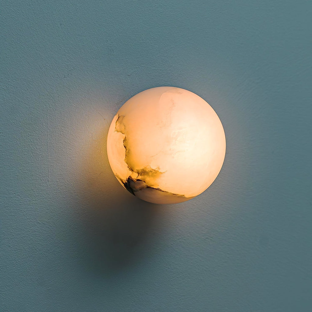 Warm Glow Mini Orb Alabaster Wall Lamp