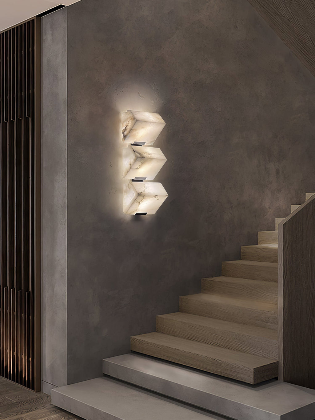 Alabaster Sculptural Cube Elegant Wall Light