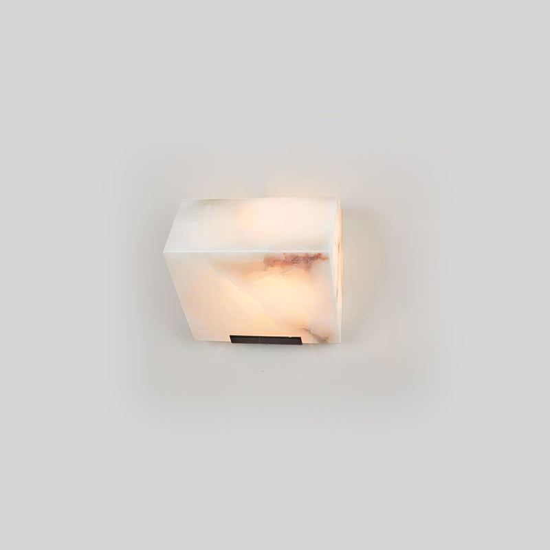 Alabaster Sculptural Cube Elegant Wall Light