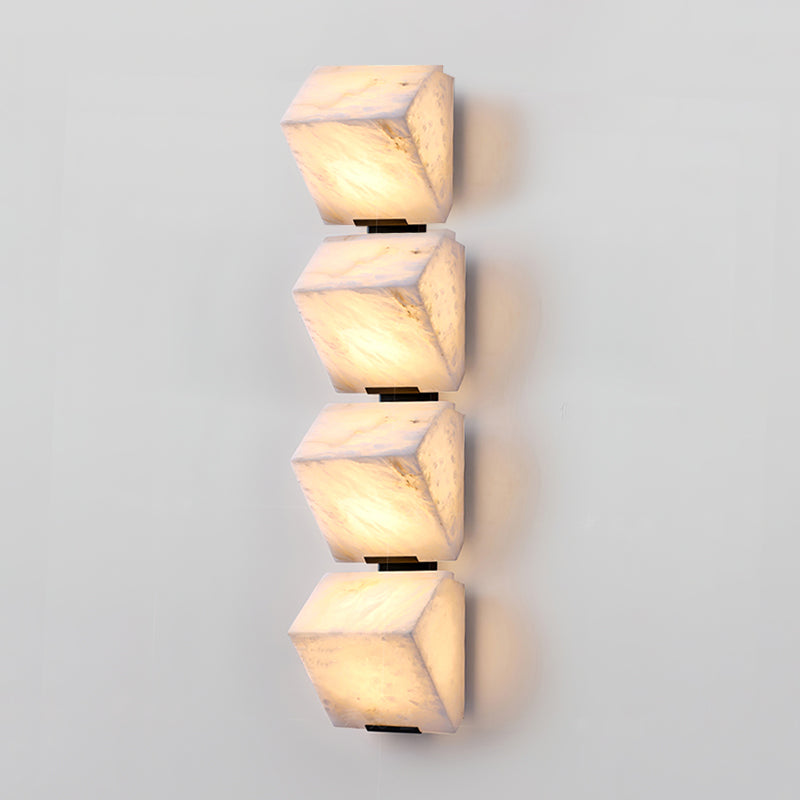 Alabaster Sculptural Cube Elegant Wall Light