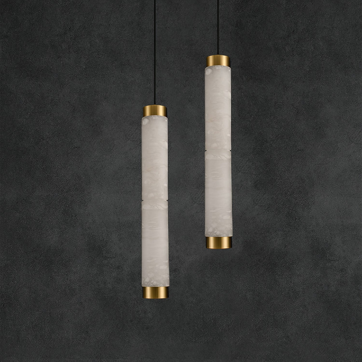 Brass Accents Alabaster Strip Pendant Light